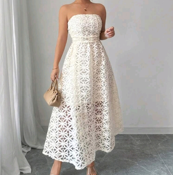 Women Floral Jacquard Sling Long Dress, Elegant Spring And Summer - Picture 2 of 4